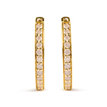 Load image into Gallery viewer, 10K Yellow Gold 1/2 Cttw Round-Cut Diamond Hoop Earrings (I-J Color, I2-I3 Clarity)

