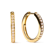 Load image into Gallery viewer, 10K Yellow Gold 1/2 Cttw Round-Cut Diamond Hoop Earrings (I-J Color, I2-I3 Clarity)
