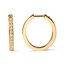 Load image into Gallery viewer, 10K Yellow Gold 1/2 Cttw Round-Cut Diamond Hoop Earrings (I-J Color, I2-I3 Clarity)
