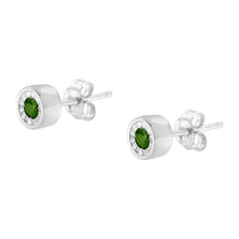 将图片加载到图库查看器，.925 Sterling Silver 1/5 Cttw Round Brilliant-Cut Green Diamond Miracle-Set Stud Earrings (Fancy Color-Enhanced, I1-I2 Clarity)
