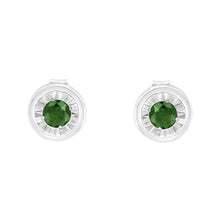 将图片加载到图库查看器，.925 Sterling Silver 1/4 Cttw Round Brilliant-Cut Green Diamond Miracle-Set Stud Earrings (Fancy Color-Enhanced, I1-I2 Clarity)
