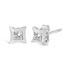 Load image into Gallery viewer, 10K White Gold 1/5 Cttw Invisible Set Princess-Cut Diamond Stud Earrings (H-I Color, SI2-I1 Clarity)
