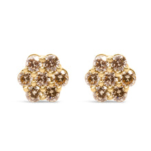 将图片加载到图库查看器，14K Yellow Gold 1.0 Cttw Diamond Floral Stud Earrings (J-K Color, VS2-SI1 Clarity)
