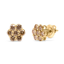 将图片加载到图库查看器，14K Yellow Gold 1.0 Cttw Diamond Floral Stud Earrings (J-K Color, VS2-SI1 Clarity)
