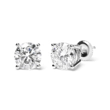 Load image into Gallery viewer, IGI Certified 14K White Gold 5.00 Cttw Round Brilliant-Cut Lab Grown Diamond Classic 4-Prong Stud Earrings with Screw Backs (F-G Color, SI1 Clarity)
