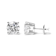 Load image into Gallery viewer, IGI Certified 14K White Gold 5.00 Cttw Round Brilliant-Cut Lab Grown Diamond Classic 4-Prong Stud Earrings with Screw Backs (F-G Color, SI1 Clarity)
