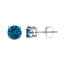 Load image into Gallery viewer, 14K White Gold 1.00 Cttw Blue Lab Grown Diamond Stud Earrings with Screw Backs
