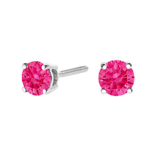 Load image into Gallery viewer, 14K White Gold 1.0 Cttw Round Brilliant Cut Lab Grown Pink Diamond 4-Prong Classic Solitaire Earrings (Pink Color, VVS2-VS1 Clarity)
