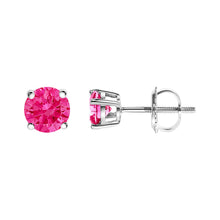Load image into Gallery viewer, 14K White Gold 1.0 Cttw Round Brilliant Cut Lab Grown Pink Diamond 4-Prong Classic Solitaire Earrings (Pink Color, VVS2-VS1 Clarity)
