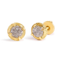 Load image into Gallery viewer, 14K Yellow Gold Plated .925 Sterling Silver 1.0 Cttw Round Brilliant Cut Diamond Solitaire Milgrain Stud Earrings (K-L Color, I2-I3 Clarity)
