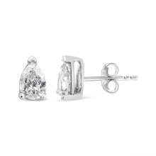 将图片加载到图库查看器，14K White Gold 1/2 Cttw Pear Shape Solitaire Lab Grown Diamond Stud Earrings (F-G Color, VS2-SI1 Clarity)
