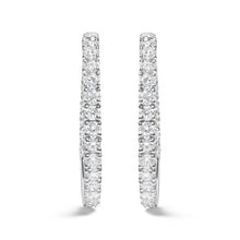 将图片加载到图库查看器，14K White Gold 5.00 Cttw Lab Grown Diamond Inside Out Hoop Earrings (F-G Color, VS1-VS2 Clarity)
