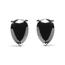 将图片加载到图库查看器，14K White Gold 2.00 Cttw Pear Cut Black Diamond Stud Earrings
