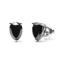 将图片加载到图库查看器，14K White Gold 2.00 Cttw Pear Cut Black Diamond Stud Earrings
