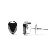 将图片加载到图库查看器，14K White Gold 2.00 Cttw Pear Cut Black Diamond Stud Earrings
