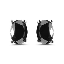 Load image into Gallery viewer, 14K White Gold 3.00 Cttw Oval Cut Black Diamond Solitaire Stud Earrings (Black Color, I2-I3 Clarity)

