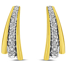Load image into Gallery viewer, 10K Yellow Gold Plated .925 Sterling Silver 0.50 Cttw Round Diamond Graduated Huggie Earrings (I-J Color, I2-I3 Clarity)
