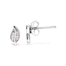 将图片加载到图库查看器，.925 Sterling Silver Diamond Accent Leaf Stud Earrings
