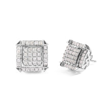 将图片加载到图库查看器，10K White Gold 1 1/10 Cttw Princess Diamond Composite and Halo Stud Earrings (I-J Color, I1-I2 Clarity)
