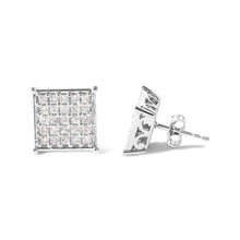 Load image into Gallery viewer, 10K White Gold 3/4 Cttw Princess Diamond Composite Stud Earrings (I-J Color, I1-I2 Clarity)
