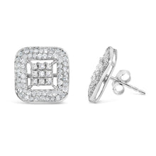 Load image into Gallery viewer, 10K White Gold 1.00 Cttw Diamond Composite and Halo Stud Earrings (I-J Color, I1-I2 Clarity)
