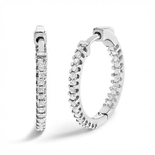 Load image into Gallery viewer, .925 Sterling Silver 1/2 Cttw Princess Diamond Inside Out Hoop Earrings (G-H Color, VS2-SI1 Clarity)
