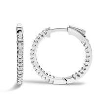 Load image into Gallery viewer, .925 Sterling Silver 1/2 Cttw Princess Diamond Inside Out Hoop Earrings (G-H Color, VS2-SI1 Clarity)
