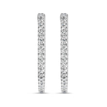 将图片加载到图库查看器，14K White Gold 1.0 Cttw Princess Diamond Inside Out Hoop Earrings (H-I Color, I1-I2 Clarity) - 23 MM
