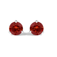 将图片加载到图库查看器，14K White Gold 3/4 Cttw Red Lab-Grown Diamond Classic 3-Prong Martini Set Solitaire Stud Earrings
