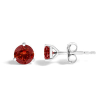 将图片加载到图库查看器，14K White Gold 3/4 Cttw Red Lab-Grown Diamond Classic 3-Prong Martini Set Solitaire Stud Earrings
