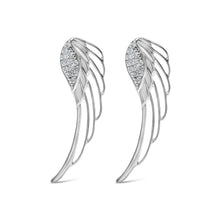 将图片加载到图库查看器，14K White Gold 1/4 Cttw Lab Grown Diamond Angel Wing Stud Earrings (F-G Color, VS1-VS2 Clarity)
