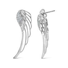 将图片加载到图库查看器，14K White Gold 1/4 Cttw Lab Grown Diamond Angel Wing Stud Earrings (F-G Color, VS1-VS2 Clarity)
