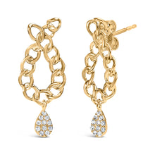 Load image into Gallery viewer, 14K Yellow Gold Plated .925 Sterling Silver 1/10 Cttw Diamond Chain Link Teardrop Dangle Earrings (H-I Color, I1-I2 Clarity)
