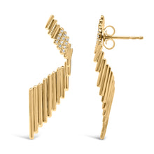 Load image into Gallery viewer, 14K Yellow Gold Plated .925 Sterling Silver Sculpted Diamond Accent Drop Earrings (H-I Color, I1-I2 Clarity)
