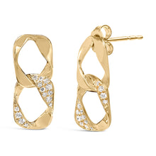 Load image into Gallery viewer, 14K Yellow Gold Plated .925 Sterling Silver Open Link 1/5 Cttw Diamond Drop Earrings (H-I Color, I1-I2 Clarity)
