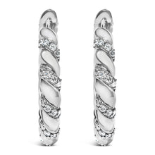 Load image into Gallery viewer, 14K White Gold 1 1/5 Cttw Lab Grown Diamond Swirl Design 1" Inch Hoop Earrings (F-G Color, VS1-VS2 Clarity)
