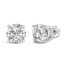Load image into Gallery viewer, 14K White Gold 4.0 Cttw Round Lab Grown Diamond Solitaire Stud Earrings with Screw Backs
