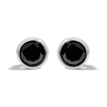 将图片加载到图库查看器，.925 Sterling Silver 4.00 Cttw Round Brilliant-Cut Black Diamond Bezel-Set Stud Earrings with Screw Backs (Fancy Color-Enhanced, I2-I3 Clarity)
