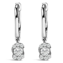 Load image into Gallery viewer, Sterling Silver 1/2 Cttw Lab Grown Diamond Floral Cluster Drop Earrings
