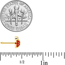 Load image into Gallery viewer, 20G 7mm Red Gem Gold Tone Ladybug Nose Bone
