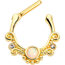 Load image into Gallery viewer, 16G 3/8 White Synthetic Opal Gold Tone Filigree Cartilage Clicker
