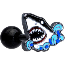 Load image into Gallery viewer, 16G 1/4 Black Shark Bite Cartilage Tragus Earring

