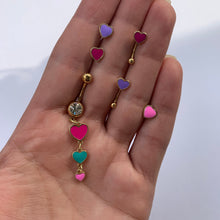 Load image into Gallery viewer, 16G 5/16 Gold Tone Purple Heart Valentines Curved Eyebrow Ring
