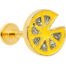 Load image into Gallery viewer, 16G 5/16 Clear Gem Gold Tone Tasty Orange Fruit Labret Tragus

