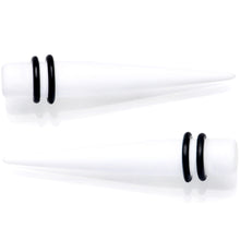 Load image into Gallery viewer, White Matte Acrylic Straight Taper Set 2G to 00G
