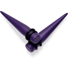 Load image into Gallery viewer, Dark Purple Matte Acrylic Straight Taper Set 12G to 00G
