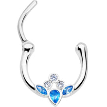 Load image into Gallery viewer, 16G 3/8 Clear Blue Gem Classic Cluster Septum Clicker
