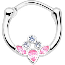 Load image into Gallery viewer, 16G 3/8 Clear Pink Gem Classic Cluster Septum Clicker
