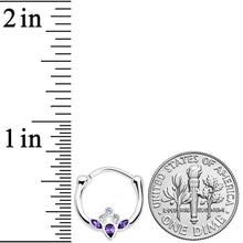 Load image into Gallery viewer, 16G 3/8 Clear Purple Gem Classic Cluster Septum Clicker
