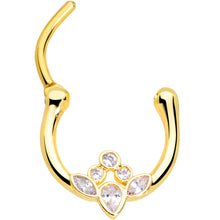 将图片加载到图库查看器，16G 3/8 Clear Gem Gold Tone Anodized Classic Cluster Septum Clicker
